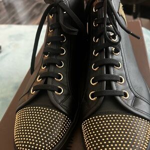 Louis Vuitton Black and Gold Studded Sneakers